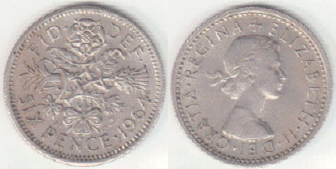1964 Great Britain Sixpence A008076
